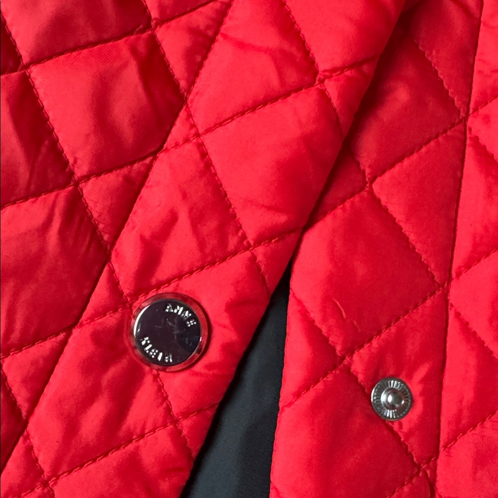 Anne Klein Red Quilted Button Down Jacket Size Xxl - image 3